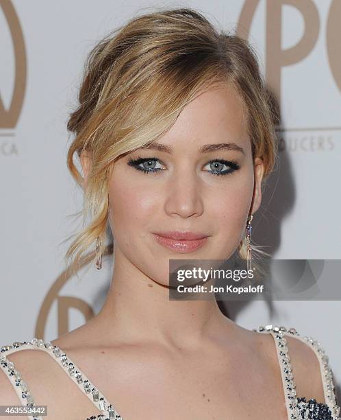 Actress Jennifer Lawrence arrives at the 26th Annual PGA Awards at the Hyatt Regency Century Plaza on January 24, 2015 in Los Angeles, California.