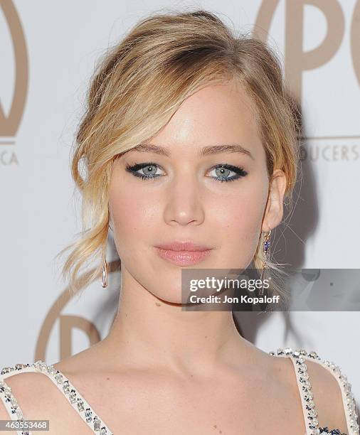 Actress Jennifer Lawrence arrives at the 26th Annual PGA Awards at the Hyatt Regency Century Plaza on January 24, 2015 in Los Angeles, California.