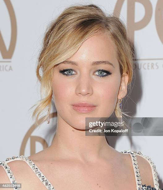 Actress Jennifer Lawrence arrives at the 26th Annual PGA Awards at the Hyatt Regency Century Plaza on January 24, 2015 in Los Angeles, California.