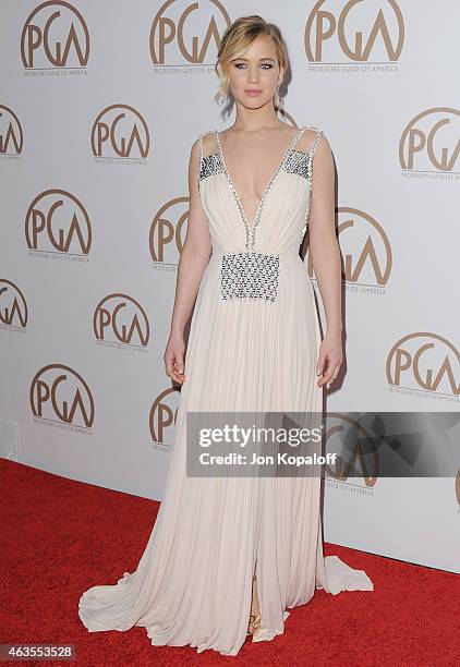 Actress Jennifer Lawrence arrives at the 26th Annual PGA Awards at the Hyatt Regency Century Plaza on January 24, 2015 in Los Angeles, California.