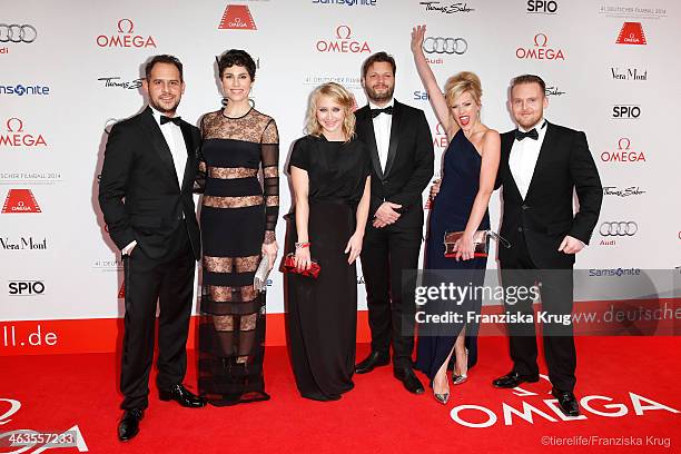 Moritz Bleibtreu, Jasmin Gerat, Anna Maria Muehe, Peter Torwarth, Nele Kiper and Axel Stein attend the German Film Ball 2014 on January 18, 2014 in...