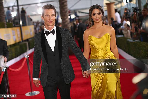 Actor Matthew McConaughey Camila Alves McConaughey attends 20th Annual Screen Actors Guild Awards at The Shrine Auditorium on January 18, 2014 in Los...