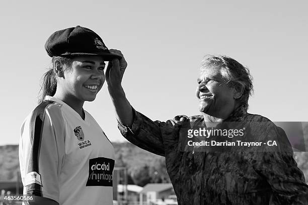 The first indigenous woman to play Test Cricket for Australia, Faith Thomas speaks with the Western Australian Womens Imparja Cup team on February...