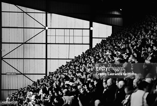 Fans watch the match during the FA Cup Fifth Round match between Bradford City and Sunderland at Coral Windows Stadium, Valley Parade on February 15,...