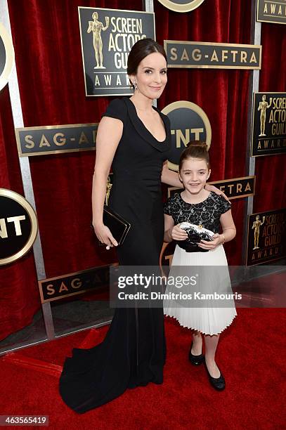 Actress Tina Fey and daughter Alice Richmond attend 20th Annual Screen Actors Guild Awards at The Shrine Auditorium on January 18, 2014 in Los...