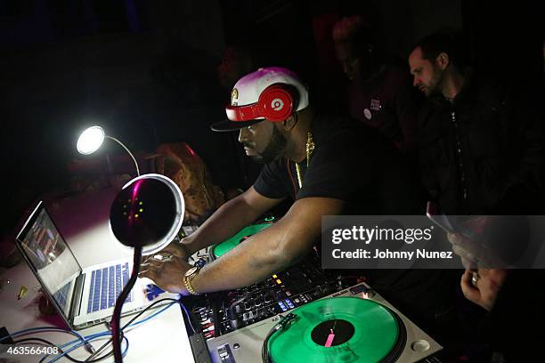 Funkmaster Flex spins at the 2015 All-Star After Party Hosted By Sean Combs at Liberty Theater on February 15 in New York, New York.