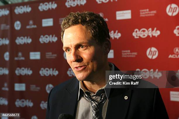 Director and Writer Greg Whiteley attends the premiere of "Mitt" at The Marc Theatre during the 2014 Sundance Film Festival on January 18, 2014 in...