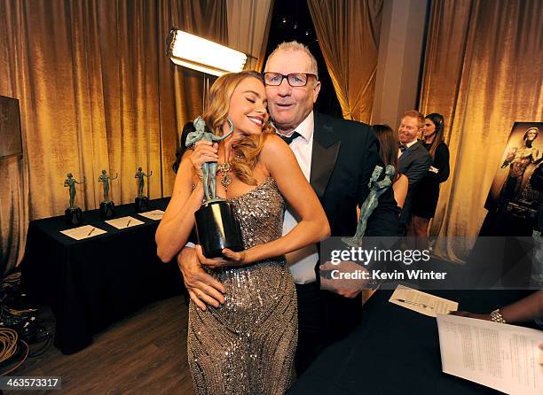 Actress Sofia Vergara and actor Ed O'Neill attend the 20th Annual Screen Actors Guild Awards at The Shrine Auditorium on January 18, 2014 in Los...