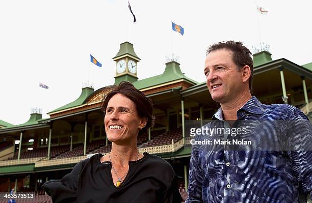 Belinda Clark and Mark Waugh pose for photos during the 2014 Australian Cricket Hall of Fame Announcement at Sydney Cricket Ground on January 19,...