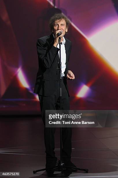 Alain Souchon performs during Les Victoires De La Musique at Le Zenith on February 13, 2015 in Paris, France.