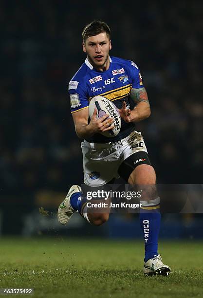 Tom Briscoe of Leeds Rhinos runs with the ball during the First Utility Super League match between Leeds Rhinos and Widnes Vikings at Headingley...