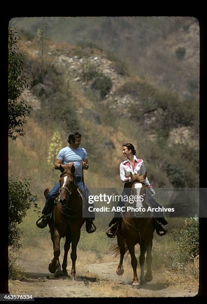 Location Shoot Gallery - Shoot Date: June 30, 1975. WILLIAM SHATNER AND WIFE MARCY LAFFERTY ON HORSESBACK