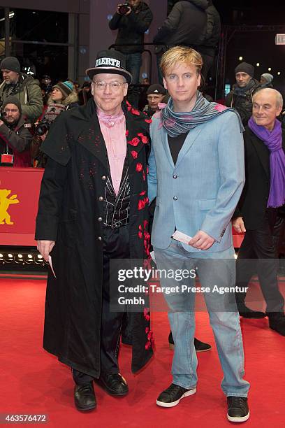 Rosavon Praunheim and Oliver Sechting attend the Closing Ceremony of the 65th Berlinale International Film Festival at Berlinale Palace on February...