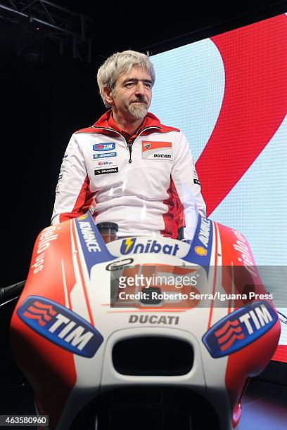 Italian project manager and engineer Luigi Dall'Igna unveils the Ducati Desmosedici Moto GP 2015 Championship at Ducati Factory on February 16, 2015...