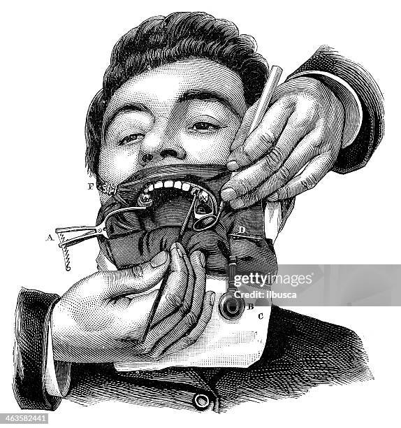 antique medical scientific illustration high-resolution: dentist - health history stock illustrations