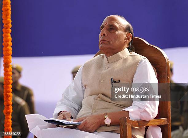 Union Home Minister Rajnath Singh as the Chief Guest, during the Raising Day Parade organized by Delhi Police, at New Police Lines, Kingsway Camp, on...