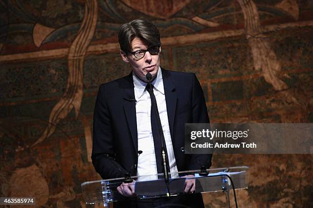 Curator The Costume Institute at the Metropolitan Museum of Art New York, Andrew Bolton speaks during The Metropolitan Museum Of Art's "China:...