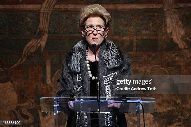 President of The Metropolitan Museum of Art, Emily Rafferty speaks during The Metropolitan Museum Of Art's "China: Through The Looking Glass" press...