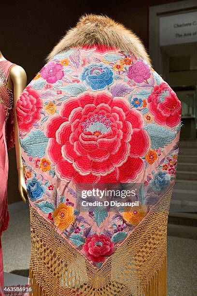 Garments are seen on display at the Metropolitan Museum Of Art's "China: Through The Looking Glass" Press Presentation at Metropolitan Museum of Art...