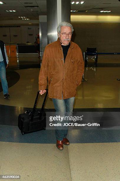 Edward James Olmos is seen at LAX on February 15, 2015 in Los Angeles, California.