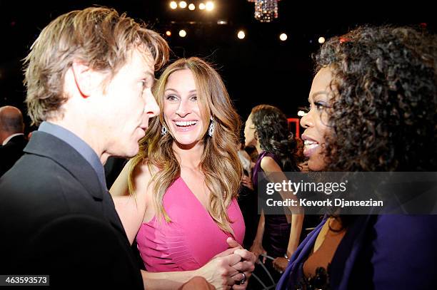 Daniel Moder, actresses Julia Roberts and Oprah Winfrey onstage during the 20th Annual Screen Actors Guild Awards at The Shrine Auditorium on January...
