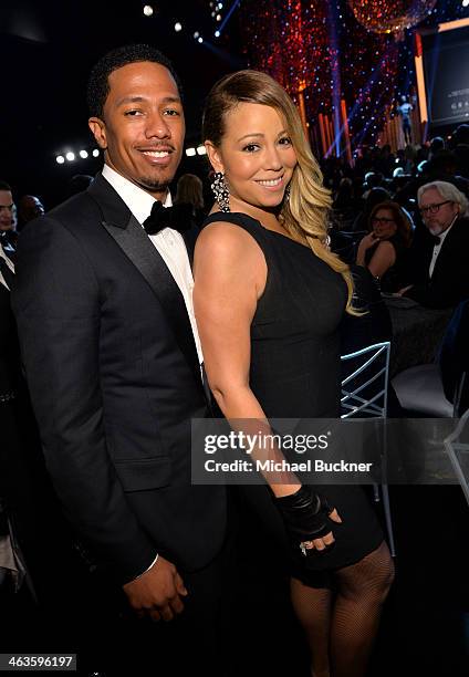 Nick Cannon and Mariah Carey attend the 20th Annual Screen Actors Guild Awards at The Shrine Auditorium on January 18, 2014 in Los Angeles,...