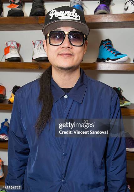 Splif of Far East Movement attends a meet and greet at Canvas LA on January 18, 2014 in Los Angeles, California.