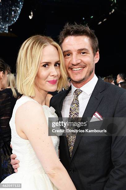 Actors Sarah Paulson and Pedro Pascal attend the 20th Annual Screen Actors Guild Awards at The Shrine Auditorium on January 18, 2014 in Los Angeles,...