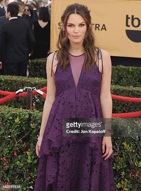 Actress Keira Knightley arrives at the 21st Annual Screen Actors Guild Awards at The Shrine Auditorium on January 25, 2015 in Los Angeles, California.