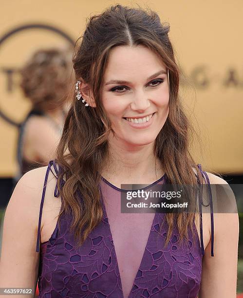 Actress Keira Knightley arrives at the 21st Annual Screen Actors Guild Awards at The Shrine Auditorium on January 25, 2015 in Los Angeles, California.