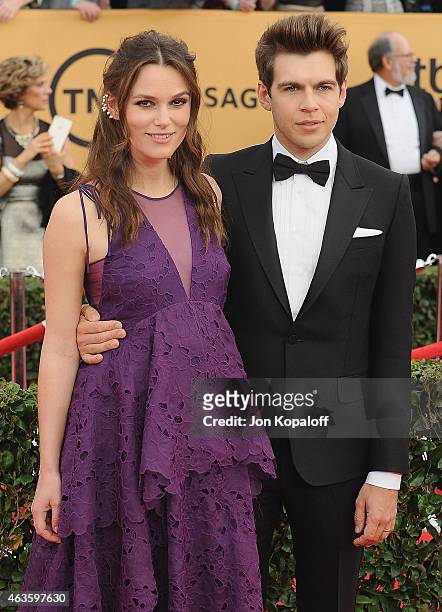 Actress Keira Knightley and husband James Righton arrive at the 21st Annual Screen Actors Guild Awards at The Shrine Auditorium on January 25, 2015...