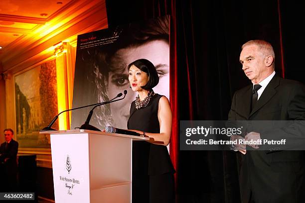 French minister of Culture and Communication Fleur Pellerin and Cesar Academy President Alain Terzian attend the 'Diner Des Producteurs' - Producer's...