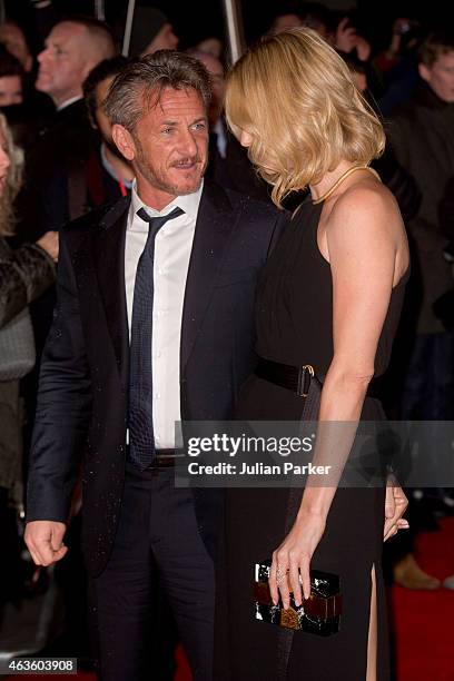 Sean Penn and Charlize Theron attends the World Premiere of "The Gunman" at BFI Southbank on February 16, 2015 in London, England.