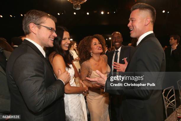 Matt Damon, Luciana Damon, Bridgid Coulter, Don Cheadle and Brad Pitt attend the 20th Annual Screen Actors Guild Awards at The Shrine Auditorium on...