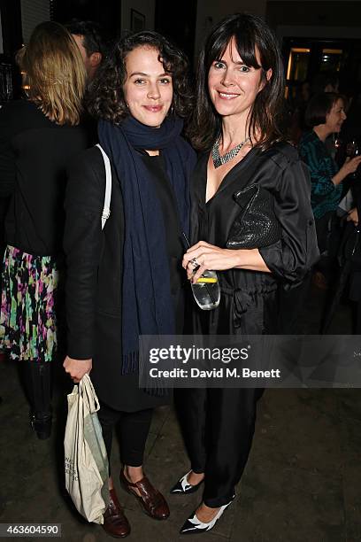 Jessica Brown Findlay and Liza Marshall attend the after party following the press night performance of "A View From The Bridge" at The National Cafe...