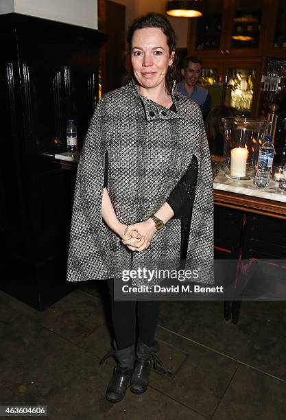 Olivia Colman attends the after party following the press night performance of "A View From The Bridge" at The National Cafe on February 16, 2015 in...