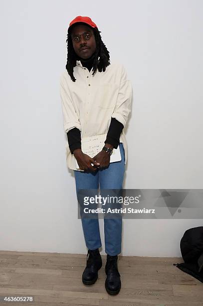 Musician Devonte "Dev" Hynes attends Eckhaus Latta -Front Row during MADE Fashion Week Fall 2015 on February 16, 2015 in New York City.