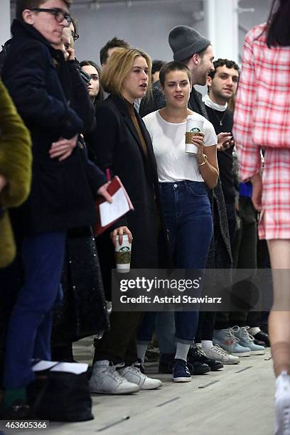 Scout Willis and Tallulah Willis attend Eckhaus Latta -Front Row during MADE Fashion Week Fall 2015 on February 16, 2015 in New York City.