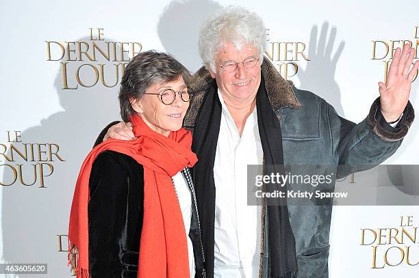 Jean-Jacques Annaud and his wife Laurence Annaud attend the 'Le Dernier Loup' Paris Premiere at Cinema UGC Normandie on February 16, 2015 in Paris,...