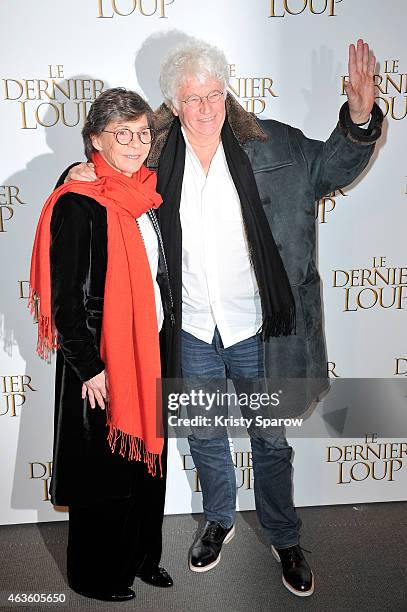 Jean-Jacques Annaud and his wife Laurence Annaud attend the 'Le Dernier Loup' Paris Premiere at Cinema UGC Normandie on February 16, 2015 in Paris,...