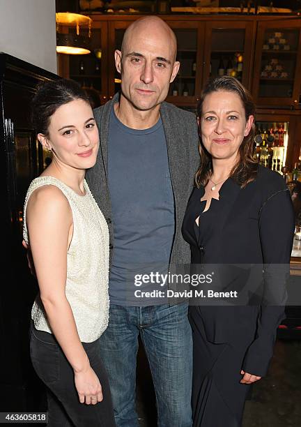 Cast members Phoebe Fox, Mark Strong and Nicola Walker attend the after party following the press night performance of "A View From The Bridge" at...