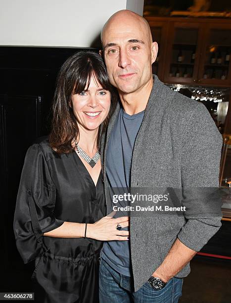 Cast member Mark Strong and Liza Marshall attend the after party following the press night performance of "A View From The Bridge" at The National...