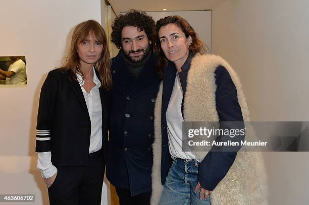 Axelle Laffont, Mouloud Achour and Mademoiselle Agnes attend the 'Phantom, L'Implosive Sound Center De Devialet' cocktail launch at Colette on...