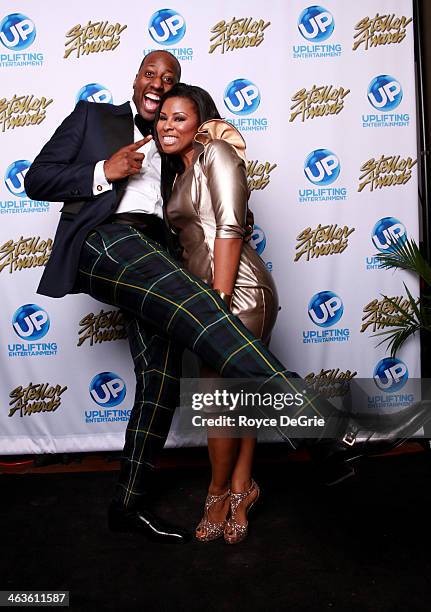 Isaac and Dietra Carree backstage at the 2014 Stellar Awards at Nashville Municipal Auditorium on January 18, 2014 in Nashville, Tennessee.