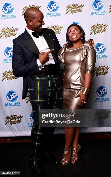 Isaac and Dietra Carree backstage at the 2014 Stellar Awards at Nashville Municipal Auditorium on January 18, 2014 in Nashville, Tennessee.