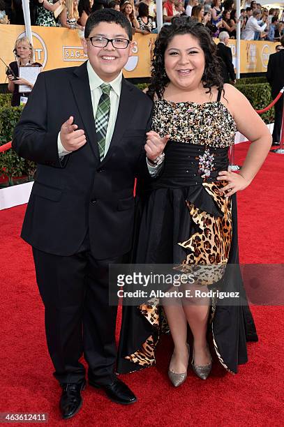Rico Rodriguez and Raini Rodriguez attend the 20th Annual Screen Actors Guild Awards at The Shrine Auditorium on January 18, 2014 in Los Angeles,...