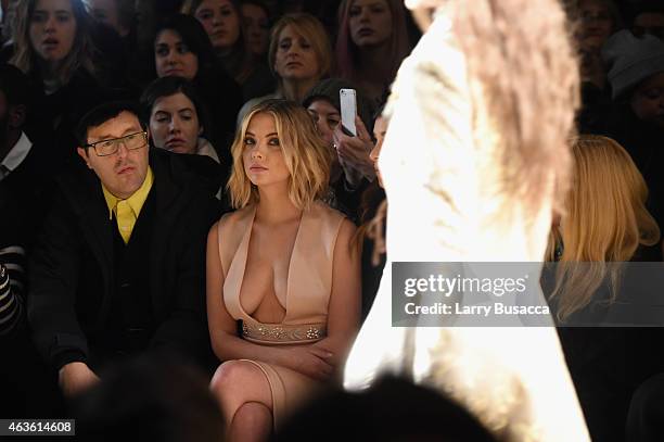 Actress Ashley Benson attends the Reem Acra fashion show during Mercedes-Benz Fashion Week Fall 2015 at The Salon at Lincoln Center on February 16,...