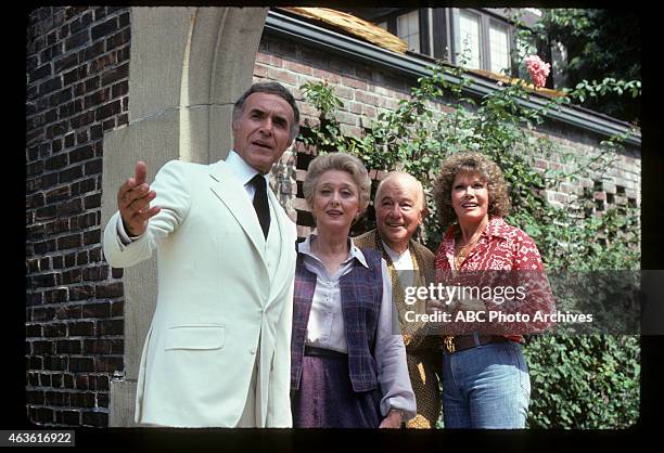 The Beachcomber / The Last Whodunnit" - Airdate: September 30, 1978. L-R: RICARDO MONTALBAN;CELESTE HOLM;MAURICE EVANS;JANIS PAIGE