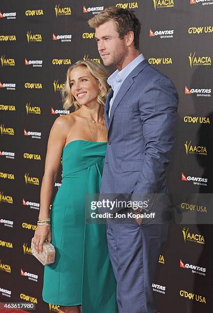 Actress Elsa Pataky and actor Chris Hemsworth arrive at the 2015 G'Day USA Gala Featuring The AACTA International Awards Presented By Quantas at...