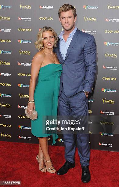 Actress Elsa Pataky and actor Chris Hemsworth arrive at the 2015 G'Day USA Gala Featuring The AACTA International Awards Presented By Quantas at...